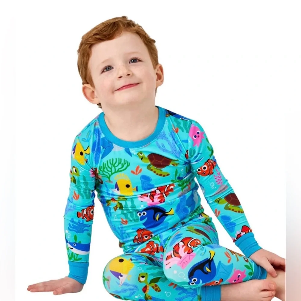 Little Sleepies Disney Nemo’s Reef Bamboo Pajama Set 2 Piece Size 7/8 NWT